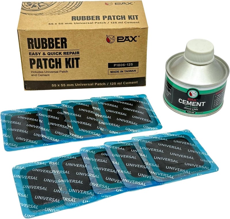 Pax Universal Heavy Duty Tire Patch Kit – 30 Pcs 55x55mm Square Universal Tube & Tire Patches, Includes Cement Glue, for Bike, Motorcycle and Car Tire Repair - Image 1